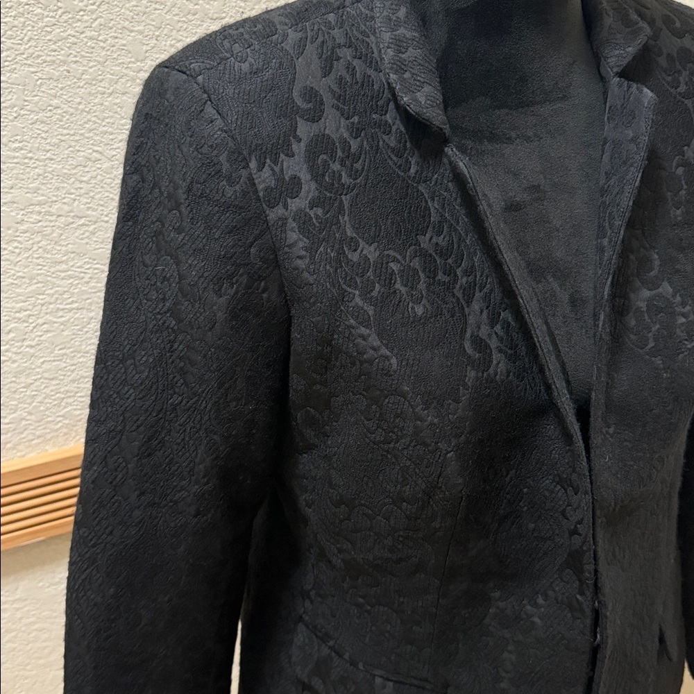 Talbots Elegant Floral Embordiered Black Women's Blazer Size 10 - Picture 4 of 10